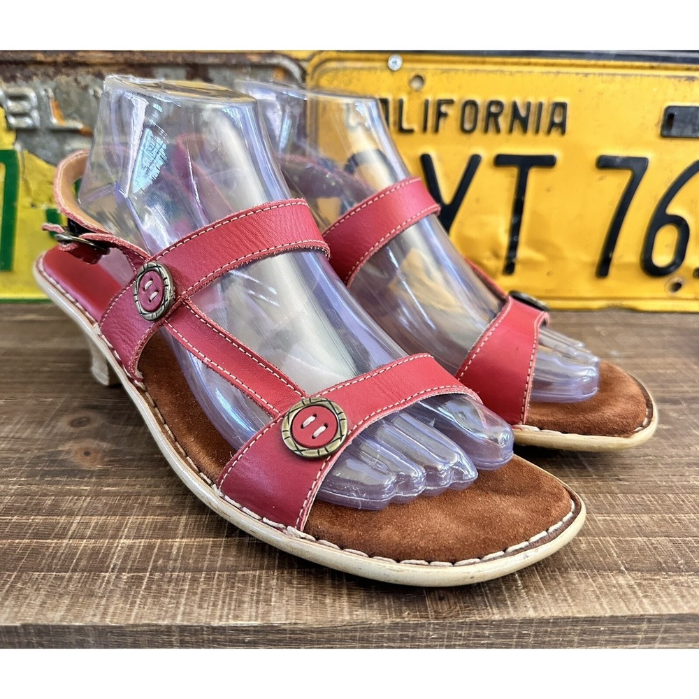 Tsonga Heeled Sandals Red Shoes Summer Leather EU 40 Women's 9.5
